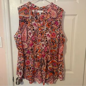 Charter Club Bright Paisley Patterned Sleeveless Blouse